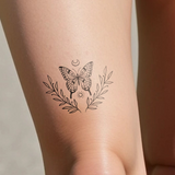 Tatouage Papillon dans une Couronne de Laurier