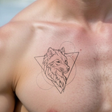 Tatouage Loup en Forme Géométrique