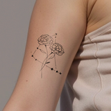 Tatouages Combinaison de Fleurs de Naissance et de Signes Astrologiques