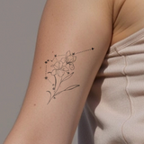 Tatouages Combinaison de Fleurs de Naissance et de Signes Astrologiques
