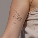 Tatouages Combinaison de Fleurs de Naissance et de Signes Astrologiques