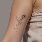 Tatouages Combinaison de Fleurs de Naissance et de Signes Astrologiques
