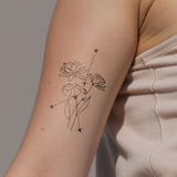 Tatouages Combinaison de Fleurs de Naissance et de Signes Astrologiques