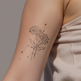 Tatouages Combinaison de Fleurs de Naissance et de Signes Astrologiques