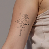 Tatouages Combinaison de Fleurs de Naissance et de Signes Astrologiques