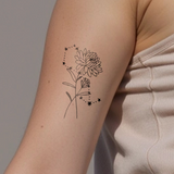 Tatouages Combinaison de Fleurs de Naissance et de Signes Astrologiques