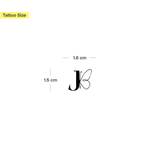 Tatouage papillon avec initiales (A-Z)