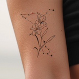Tatouages Combinaison de Fleurs de Naissance et de Signes Astrologiques