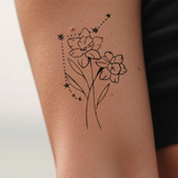 Tatouages Combinaison de Fleurs de Naissance et de Signes Astrologiques