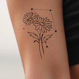 Tatouages Combinaison de Fleurs de Naissance et de Signes Astrologiques