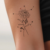Tatouages Combinaison de Fleurs de Naissance et de Signes Astrologiques