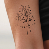 Tatouages Combinaison de Fleurs de Naissance et de Signes Astrologiques