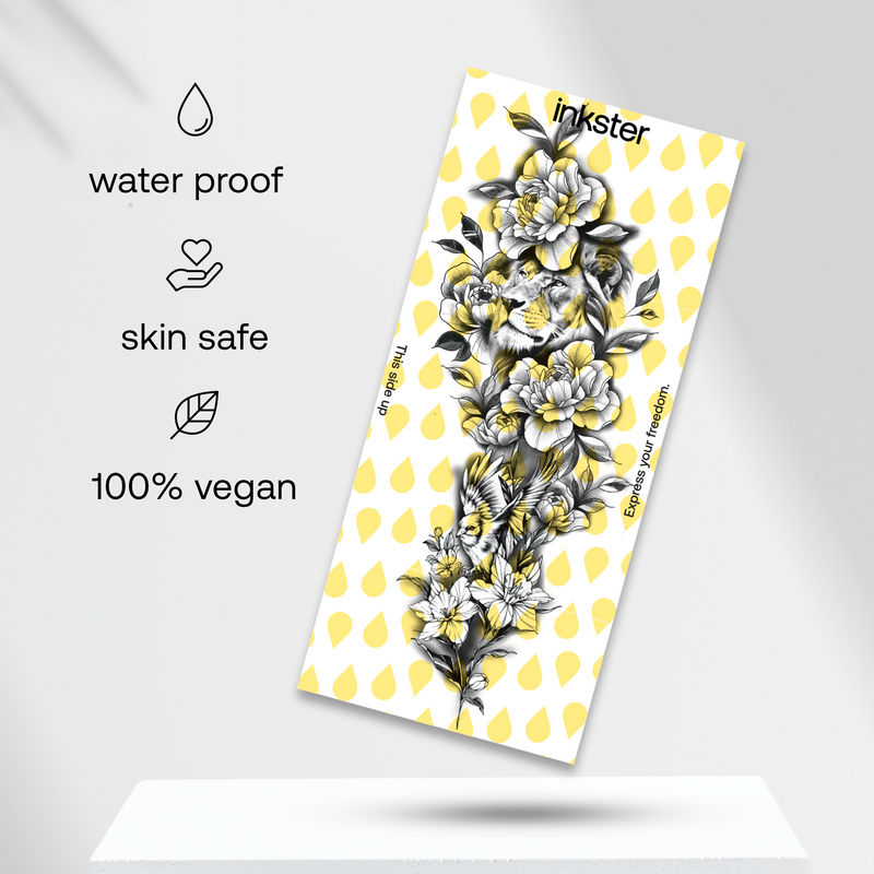 Manche Lion dans mer de fleurs