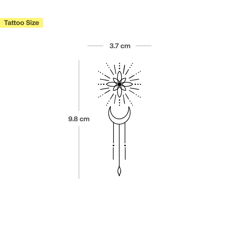 Tatouage Lune Géométrique et Ornementale