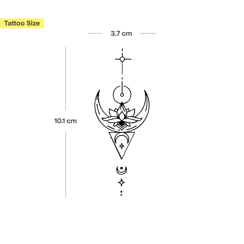 Tatouage Éléments Lotus et Lune