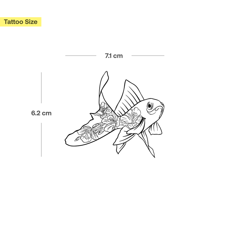 Tatouage Poisson Rouge Fleurissant