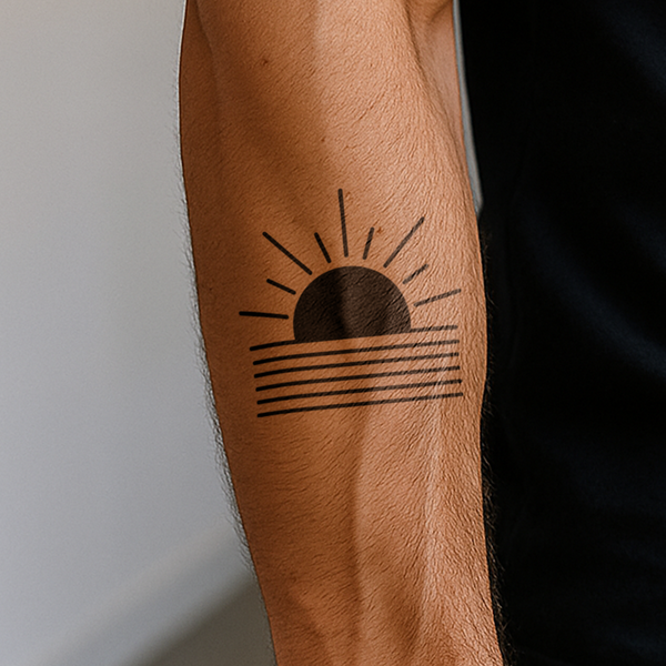 Tatouage Lever de Soleil Géométrique