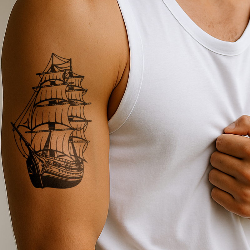 Grand tatouage de Bateau Pirate