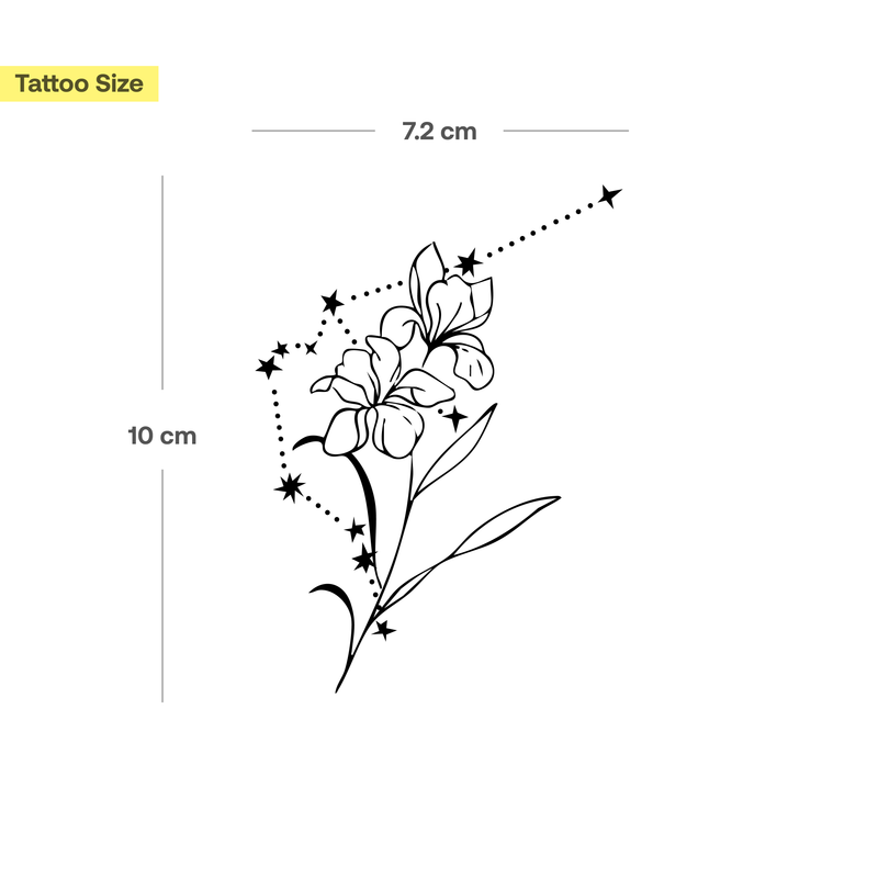 Tatouages Combinaison de Fleurs de Naissance et de Signes Astrologiques