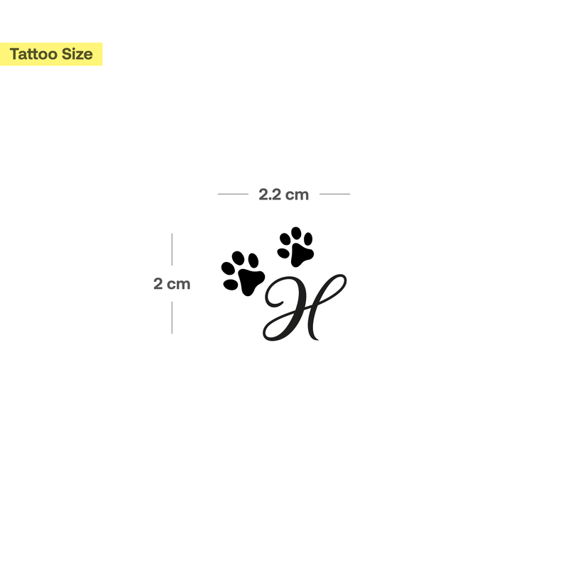 Tatouage pattes avec initiales (A-Z)