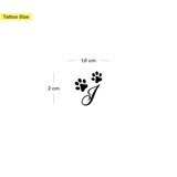 Tatouage pattes avec initiales (A-Z)