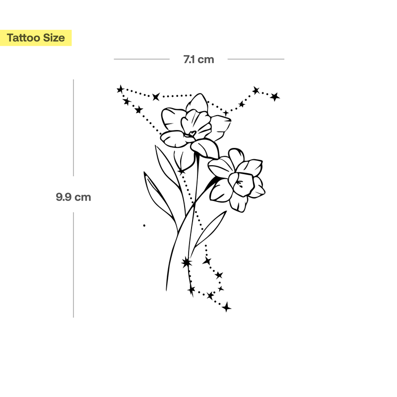 Tatouages Combinaison de Fleurs de Naissance et de Signes Astrologiques
