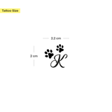 Tatouage pattes avec initiales (A-Z)
