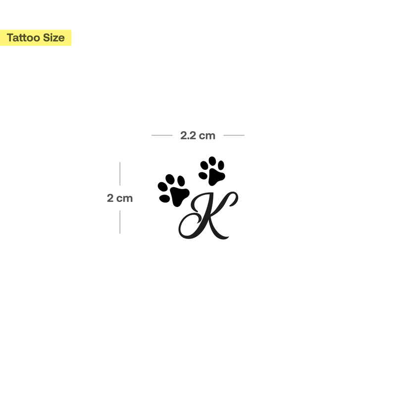 Tatouage pattes avec initiales (A-Z)