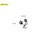 Tatouage pattes avec initiales (A-Z)