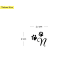 Tatouage pattes avec initiales (A-Z)