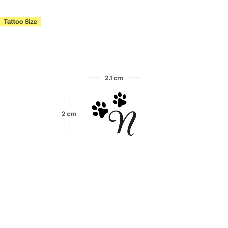 Pfoten mit Initialen Tattoo (A-Z)