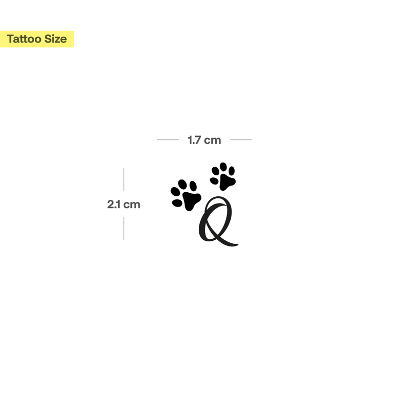 Tatouage pattes avec initiales (A-Z)