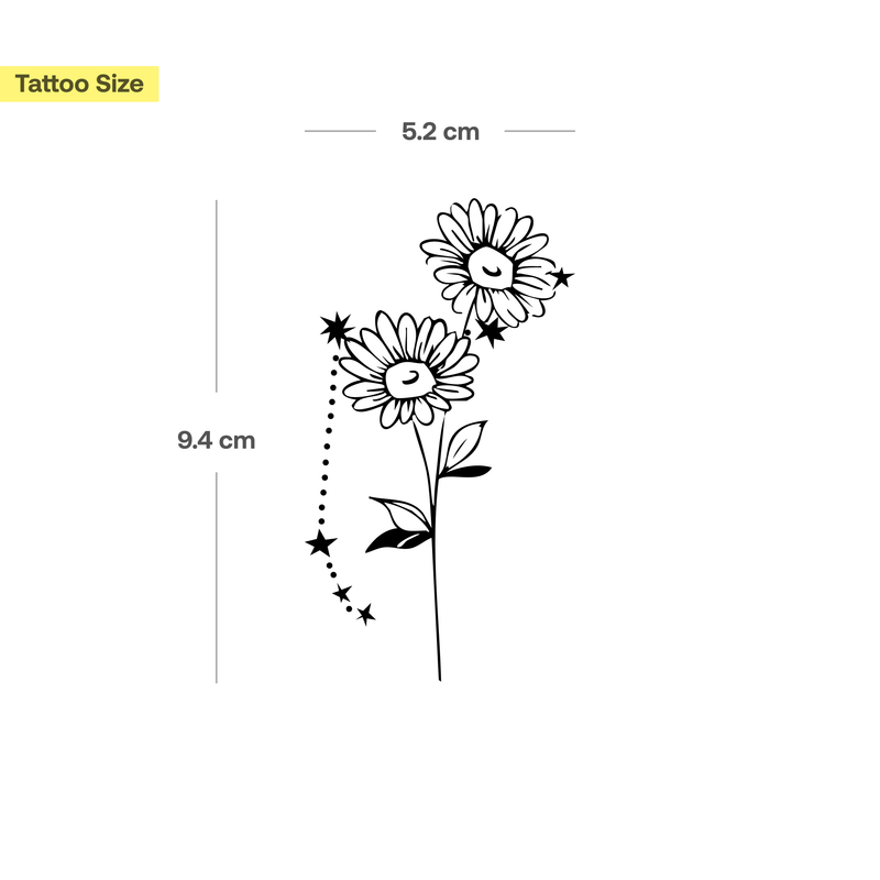 Tatouages Combinaison de Fleurs de Naissance et de Signes Astrologiques
