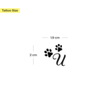 Tatouage pattes avec initiales (A-Z)
