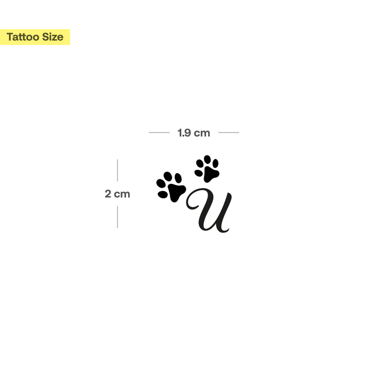 Tatouage pattes avec initiales (A-Z)