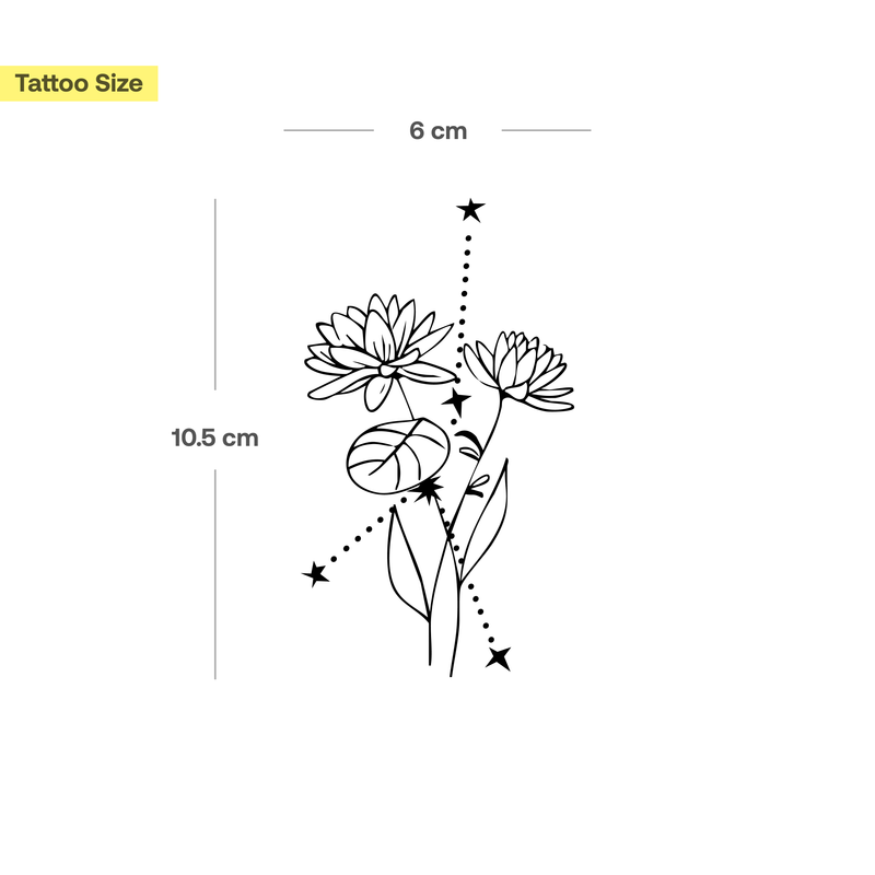 Tatouages Combinaison de Fleurs de Naissance et de Signes Astrologiques