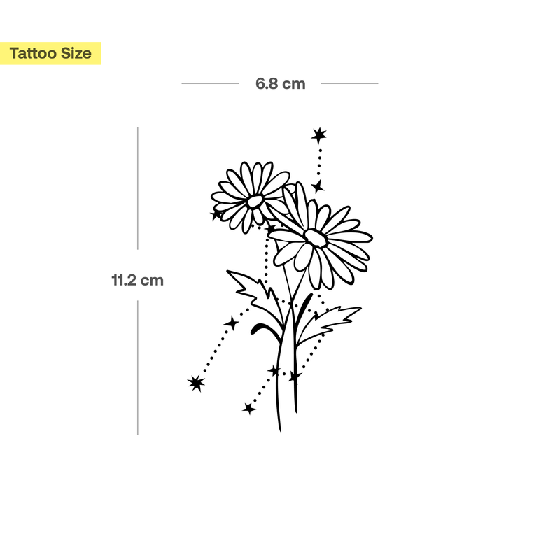 Tatouages Combinaison de Fleurs de Naissance et de Signes Astrologiques