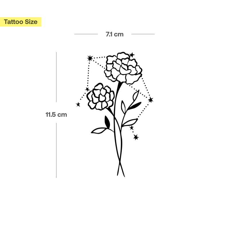 Tatouages Combinaison de Fleurs de Naissance et de Signes Astrologiques
