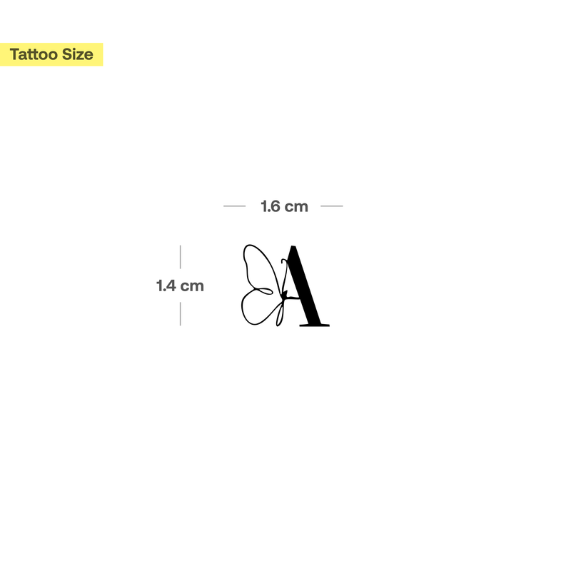 Tatouage papillon avec initiales (A-Z)