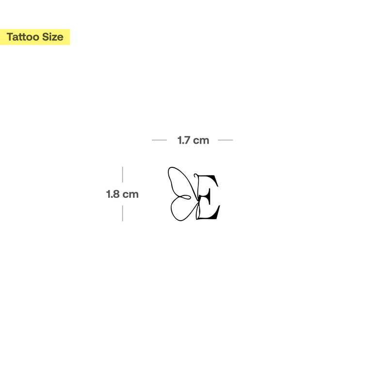 Tatouage papillon avec initiales (A-Z)