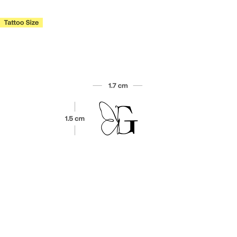Tatouage papillon avec initiales (A-Z)