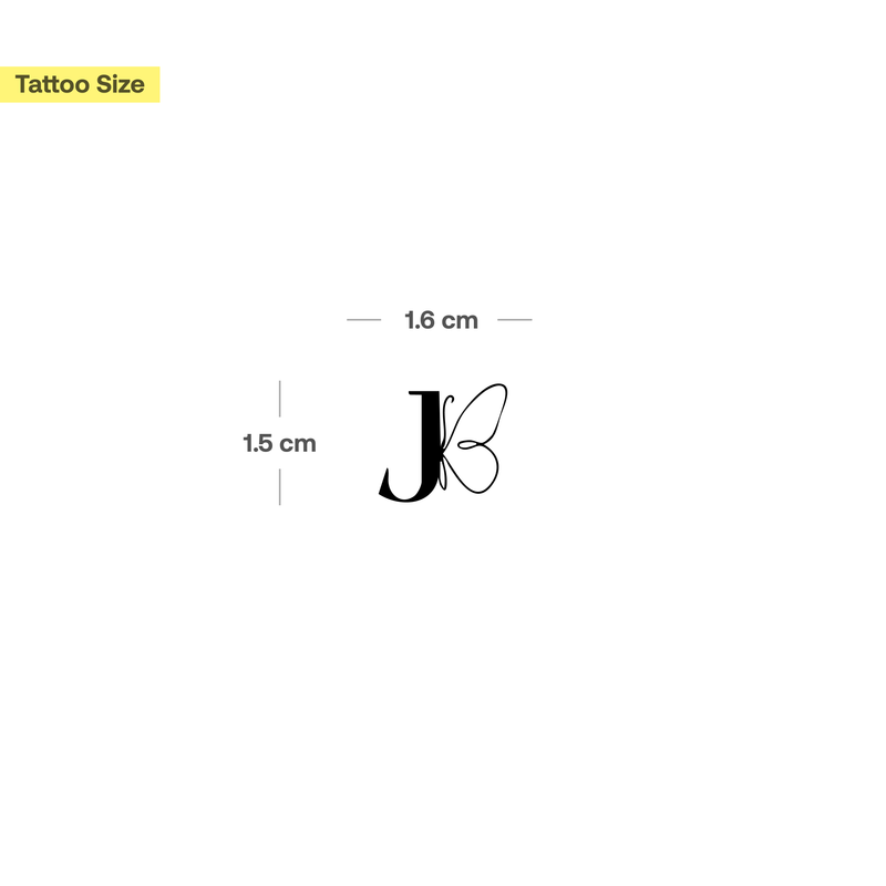 Tatouage papillon avec initiales (A-Z)