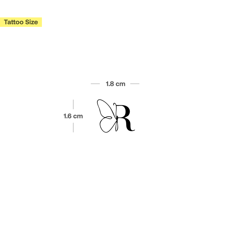 Tatouage papillon avec initiales (A-Z)