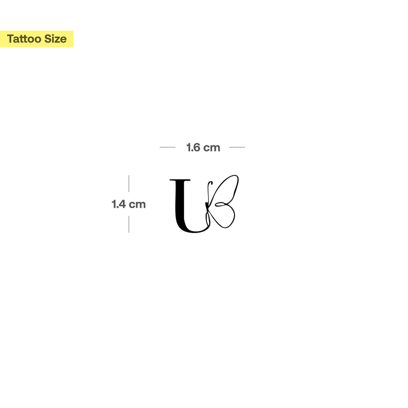 Tatouage papillon avec initiales (A-Z)