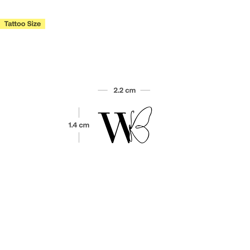 Tatouage papillon avec initiales (A-Z)