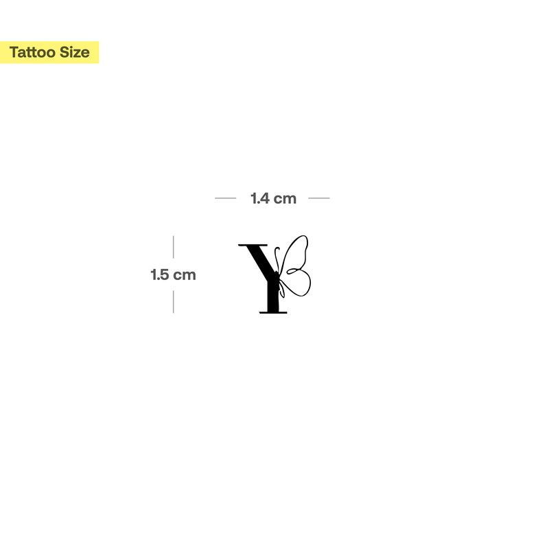 Tatouage papillon avec initiales (A-Z)