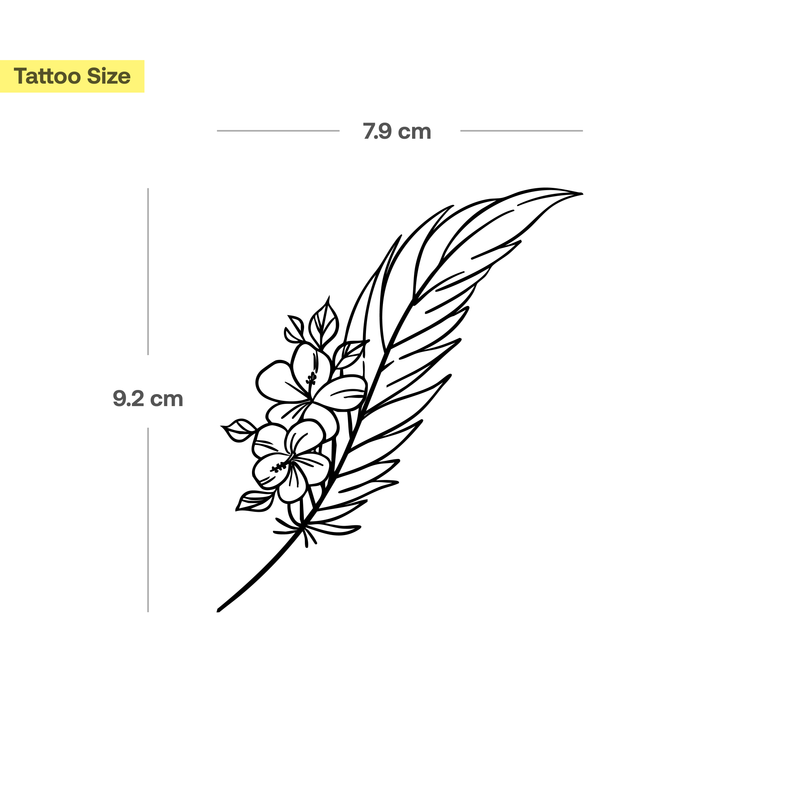 Tatouage Plume avec Fleurs