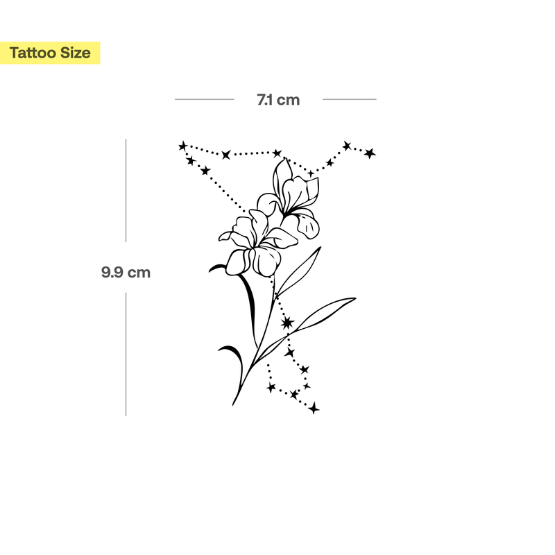 Tatouages Combinaison de Fleurs de Naissance et de Signes Astrologiques