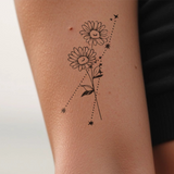 Tatouages Combinaison de Fleurs de Naissance et de Signes Astrologiques