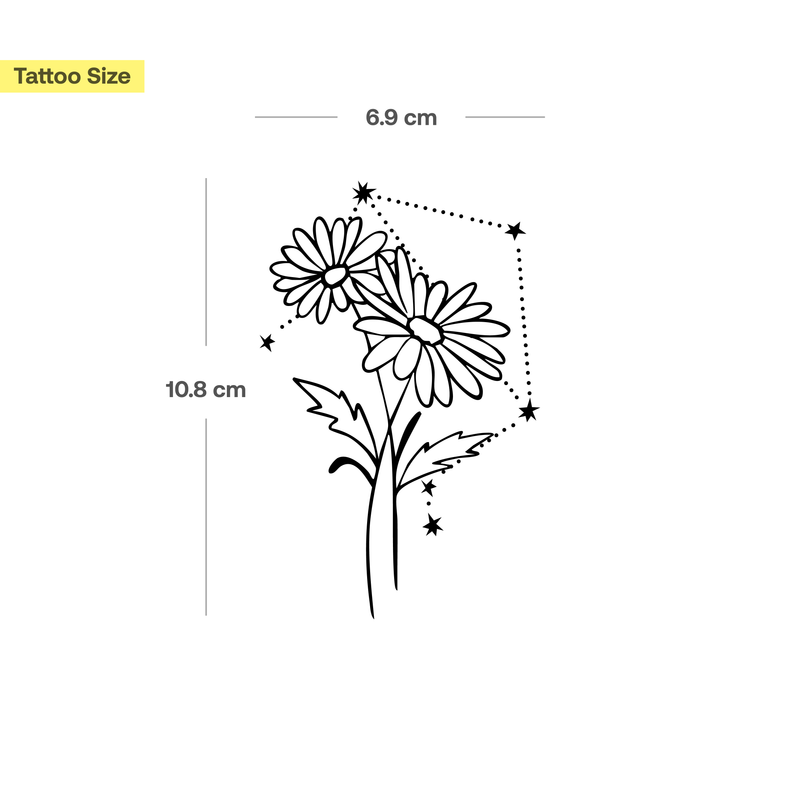 Tatouages Combinaison de Fleurs de Naissance et de Signes Astrologiques